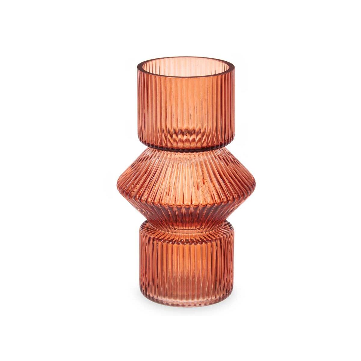 Vas Gift Decor Orange Takpanna Glas Ränder 9,5 x 16,5 x 9,5 cm 10,5 x 17,5 x 10,5 cm (8 antal) - 3
