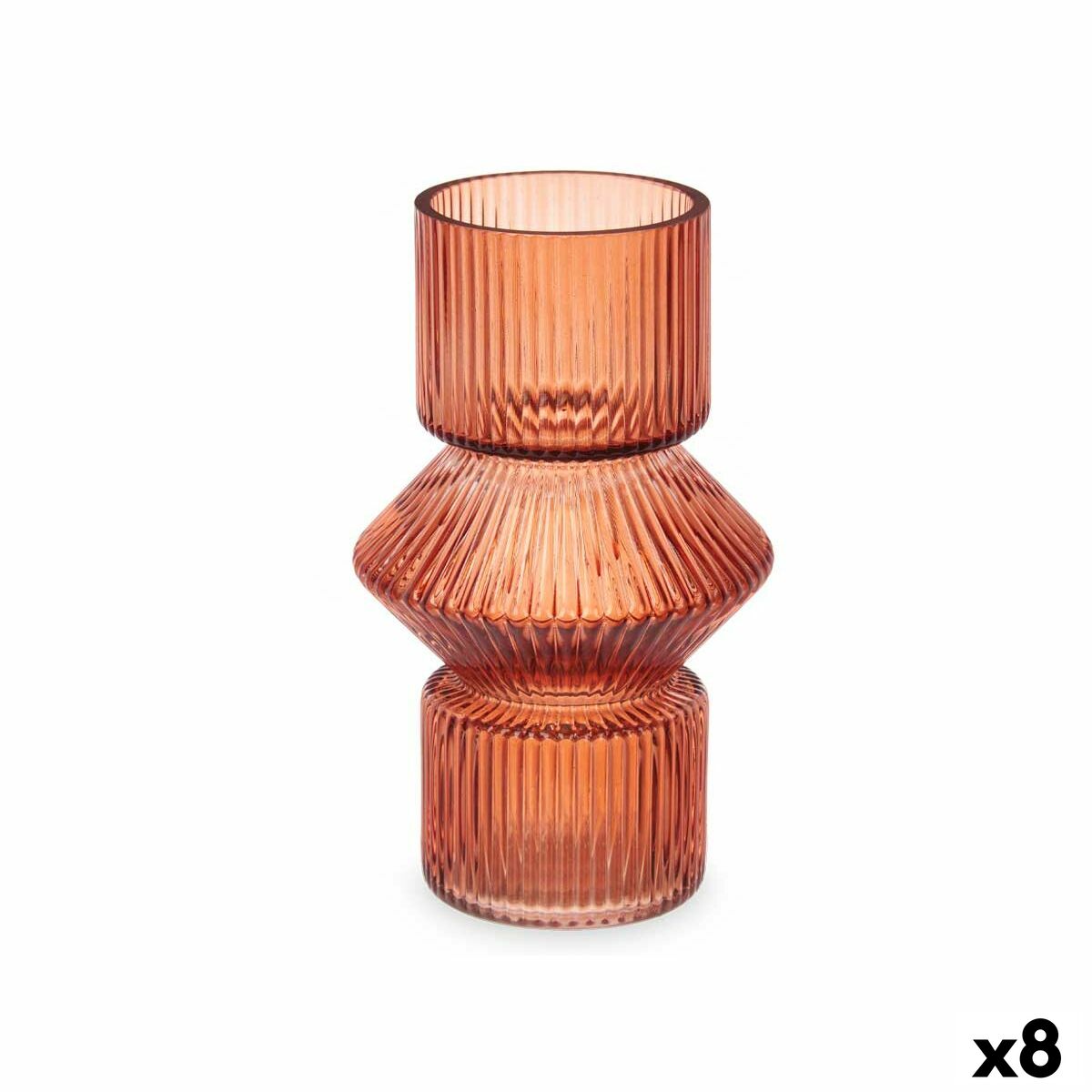 Vas Gift Decor Orange Takpanna Glas Ränder 9,5 x 16,5 x 9,5 cm 10,5 x 17,5 x 10,5 cm (8 antal)