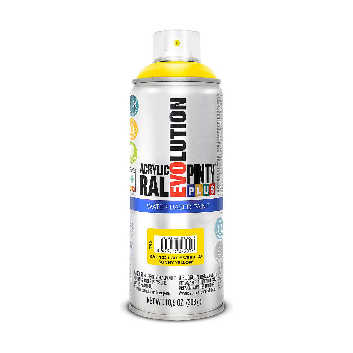 Sprejfärg Pintyplus Evolution RAL 1021 Vattenbaserat Sunny Yellow 400 ml