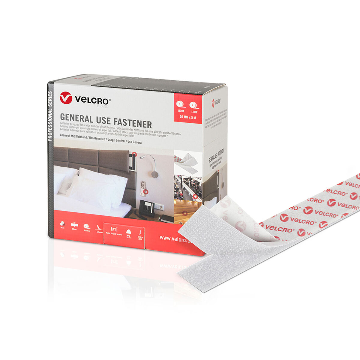 Dubbelsidig Tejp Velcro Vit 50 mm x 5 m - 7