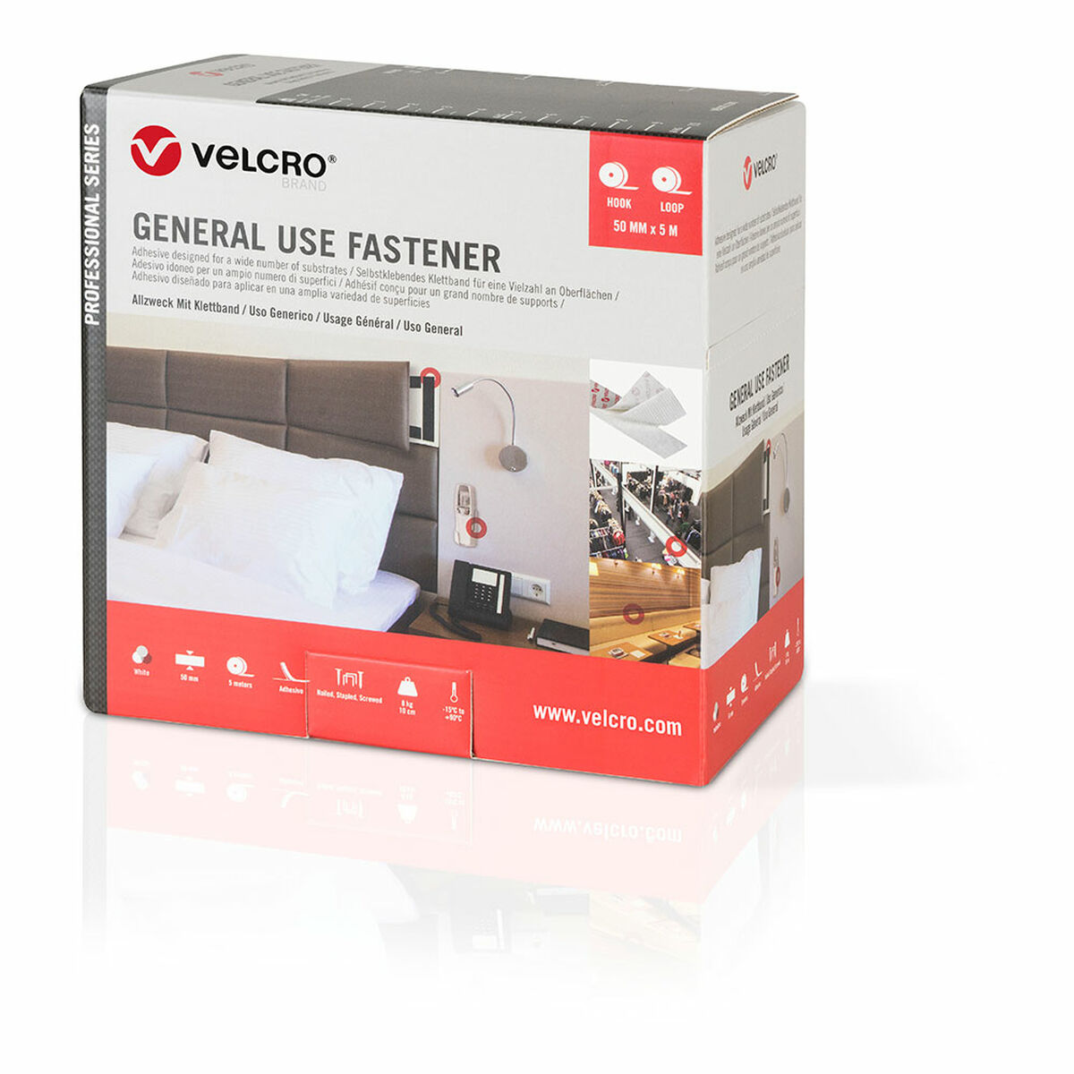 Dubbelsidig Tejp Velcro Vit 50 mm x 5 m - 2