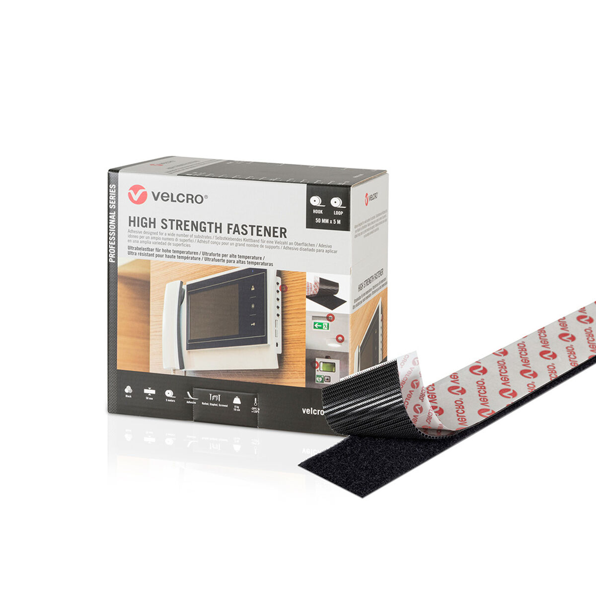 Dubbelsidig Tejp Velcro Svart 50 mm x 5 m Extra stark - 5