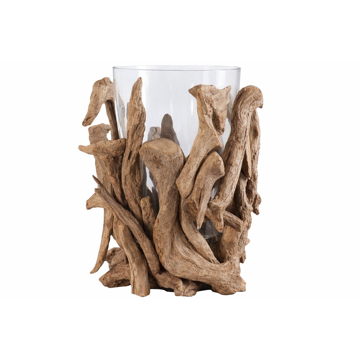 Vas Home ESPRIT Brun Glas Teak Naturell 40 x 40 x 50 cm