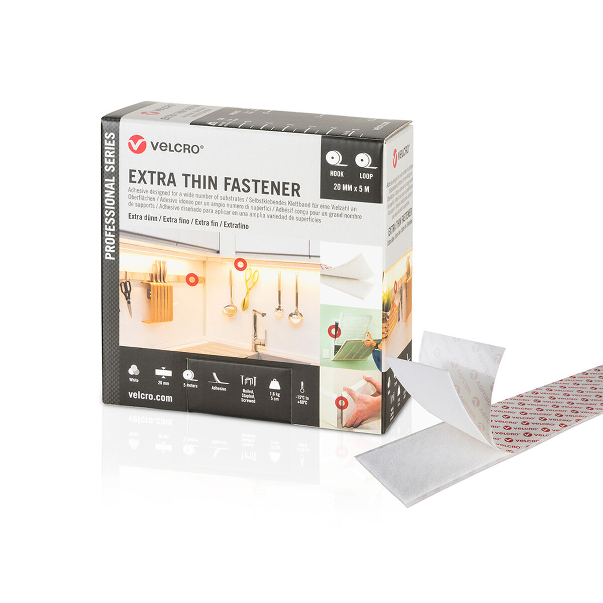 Dubbelsidig Tejp Velcro Vit 20 mm x 5 m - 6