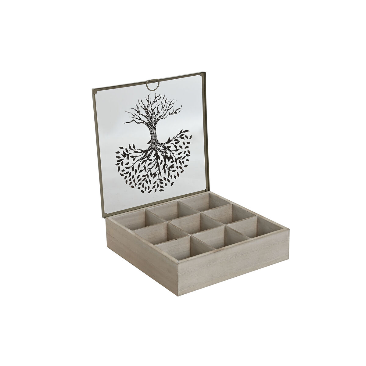 Låda för örtte Home ESPRIT Brun Beige Metall Glas Trä MDF 24 x 24 x 6,5 cm (2 antal) - 3