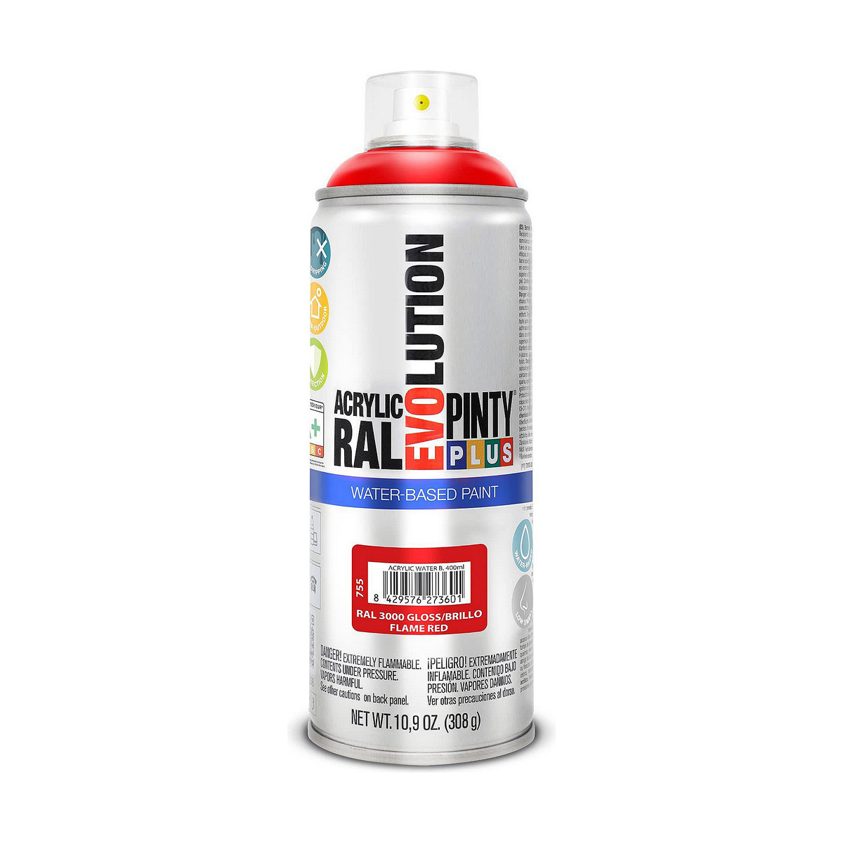 Sprejfärg Pintyplus Evolution RAL 3000 Vattenbaserat Flame Red 400 ml - 3