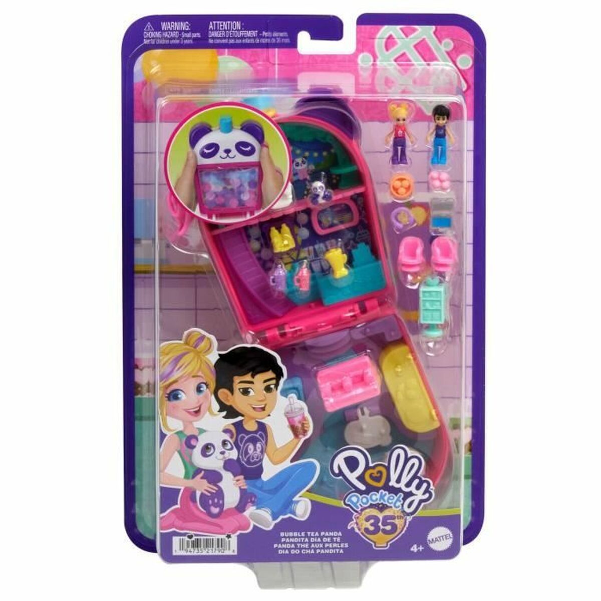 Playset Polly Pocket Panda Bubble Tea-Box with 2 mini-figures and panda HWN95 - 2