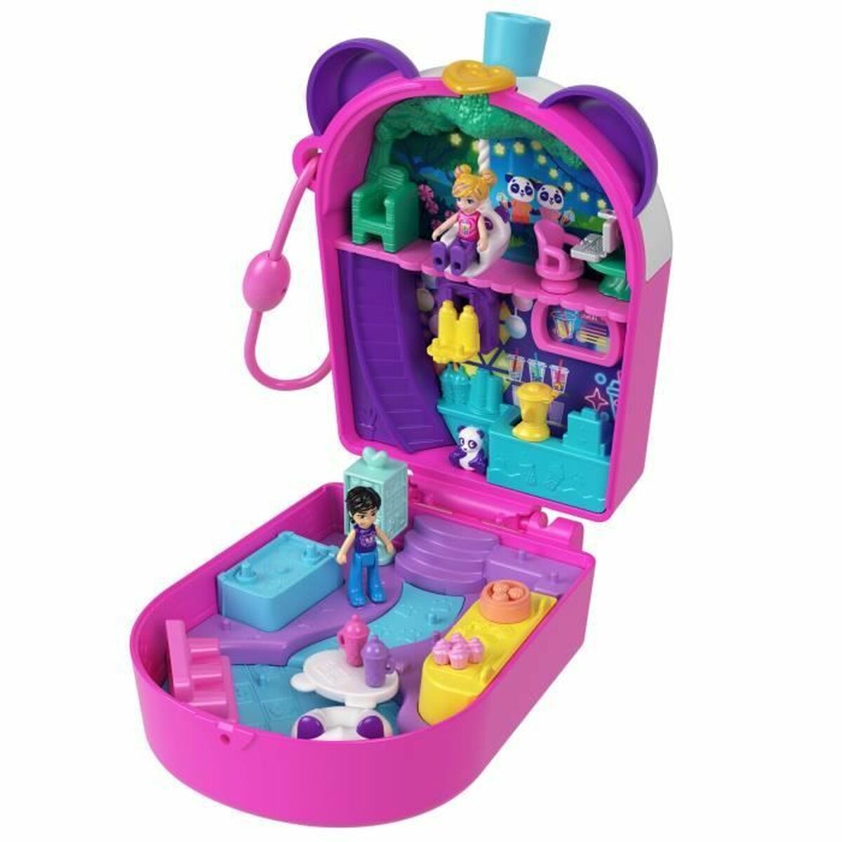 Playset Polly Pocket Panda Bubble Tea-Box with 2 mini-figures and panda HWN95 - 3