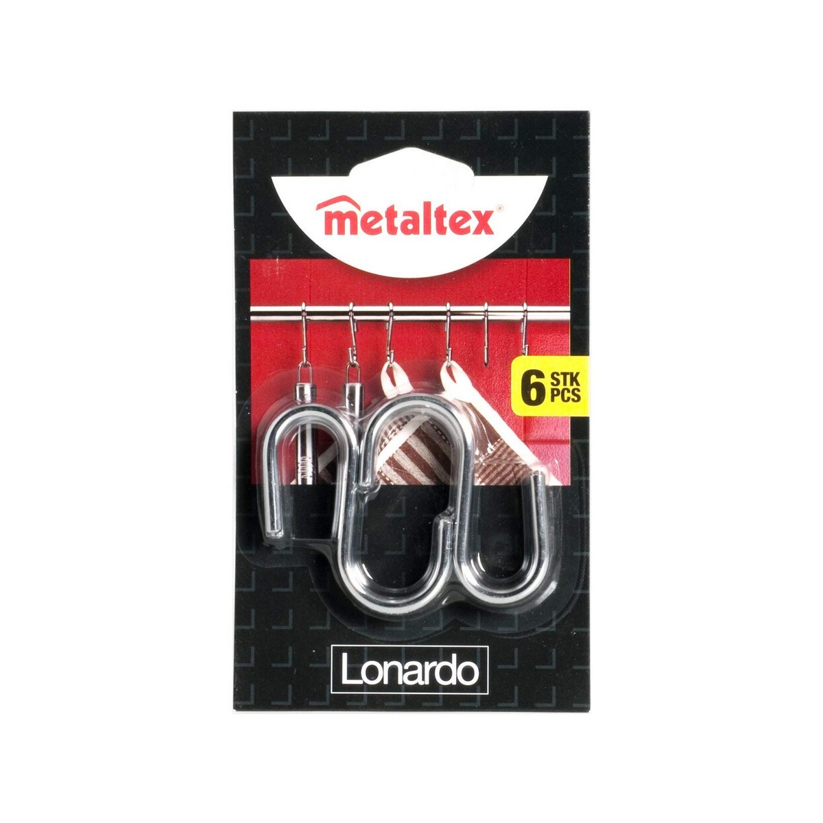 Upphängningskrok Metaltex Lonardo Kromad Metall 6,5 cm 6 Delar - 6