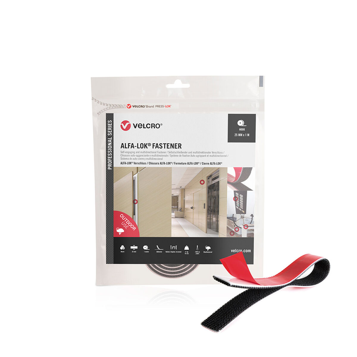 Dubbelsidig Tejp Velcro alfa-lok Svart 25 mm x 1 m - 5
