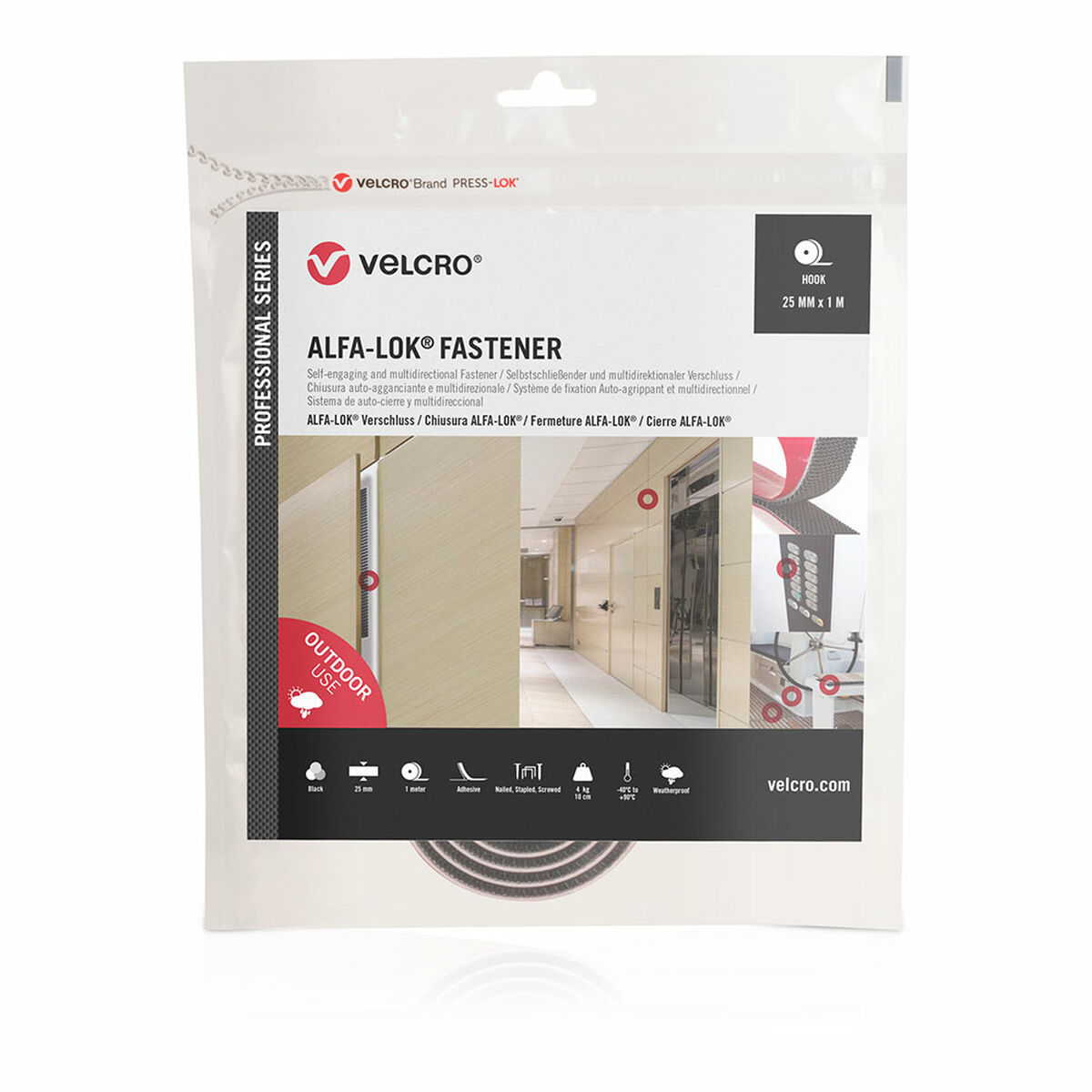 Dubbelsidig Tejp Velcro alfa-lok Svart 25 mm x 1 m - 8