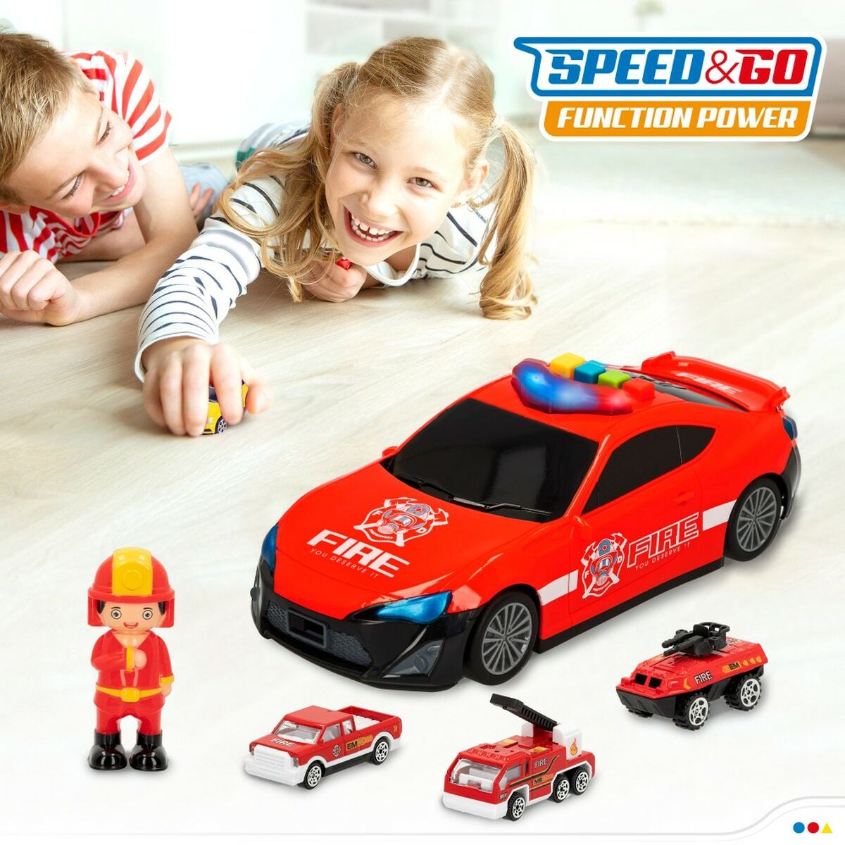 Fordonsspel Speed & Go 30 x 9,5 x 13 cm Brandman Ljus Ljud 4 antal - 6