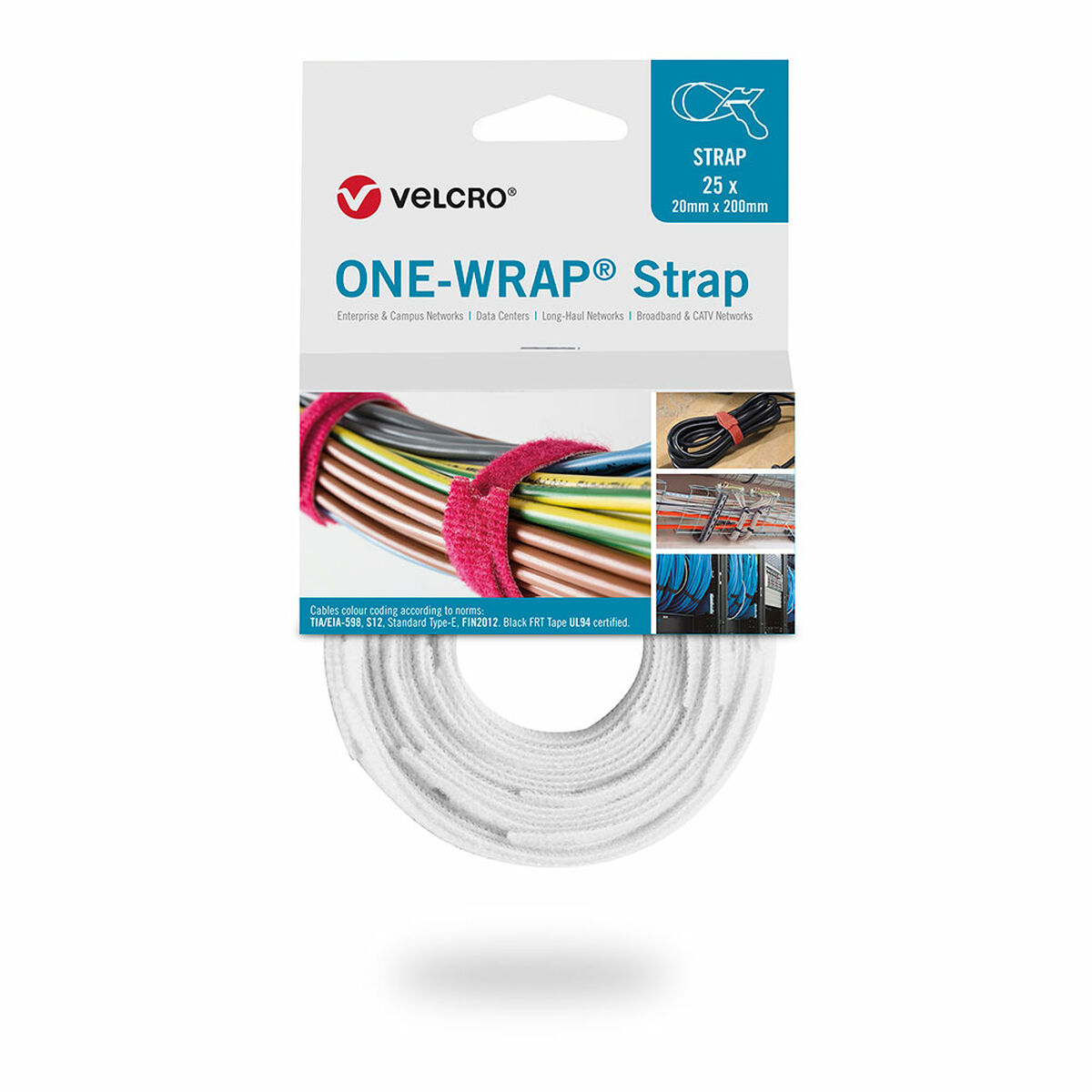 Karborrekabelband Velcro One-Wrap Strap Vit 20 x 200 mm 2 x 20 cm (25 antal) - 2