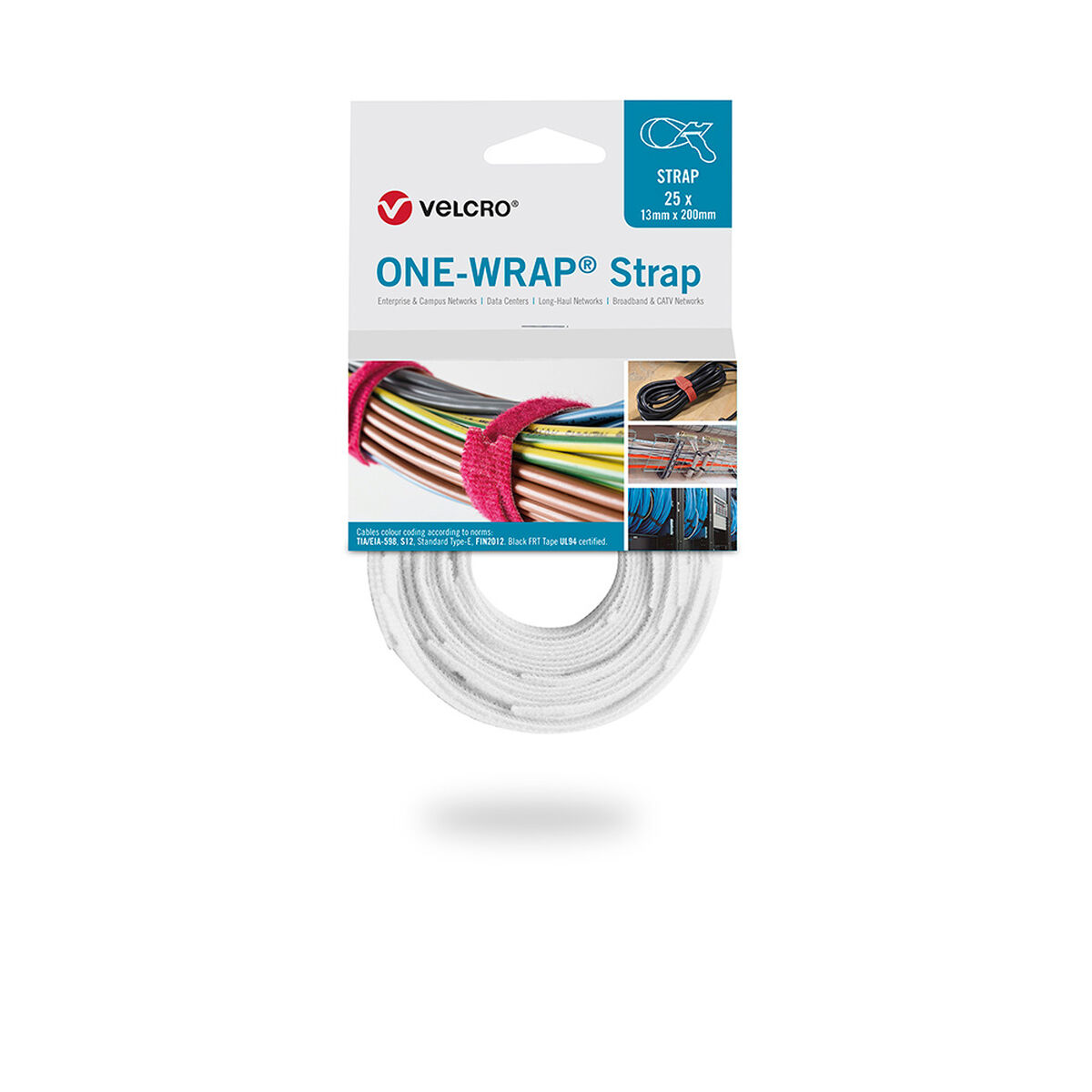 Karborrekabelband Velcro One-Wrap Strap Vit 13 mm x 20 cm (25 antal) - 2
