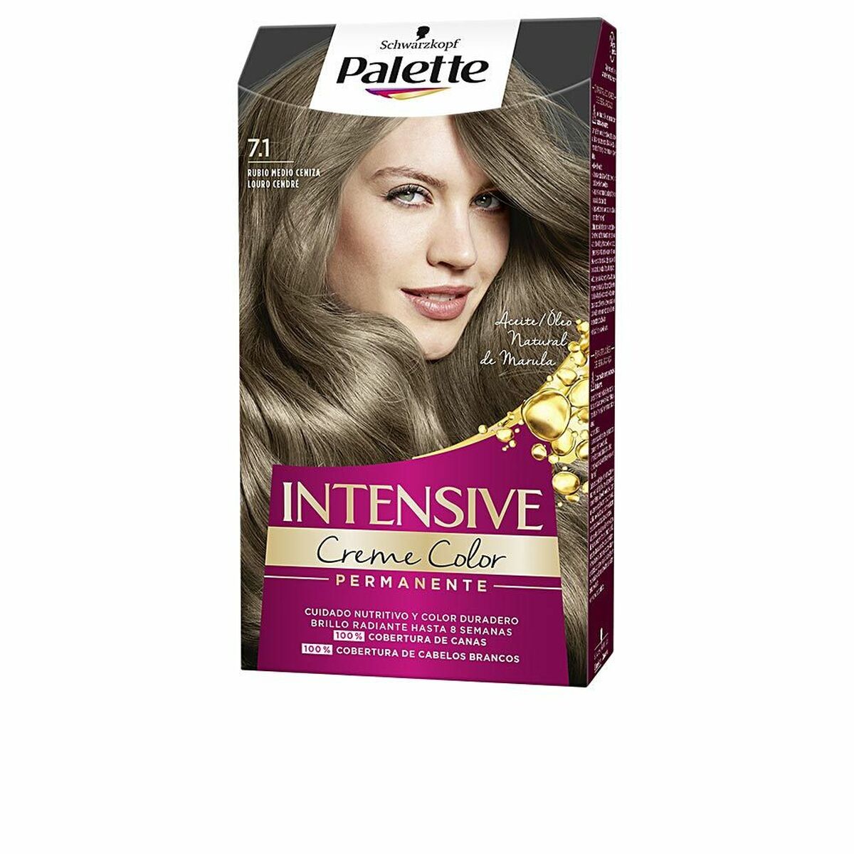 Permanent färg Schwarzkopf Palette Intensive Nº 7.1-Rubio Medio Ceniza (1 antal)