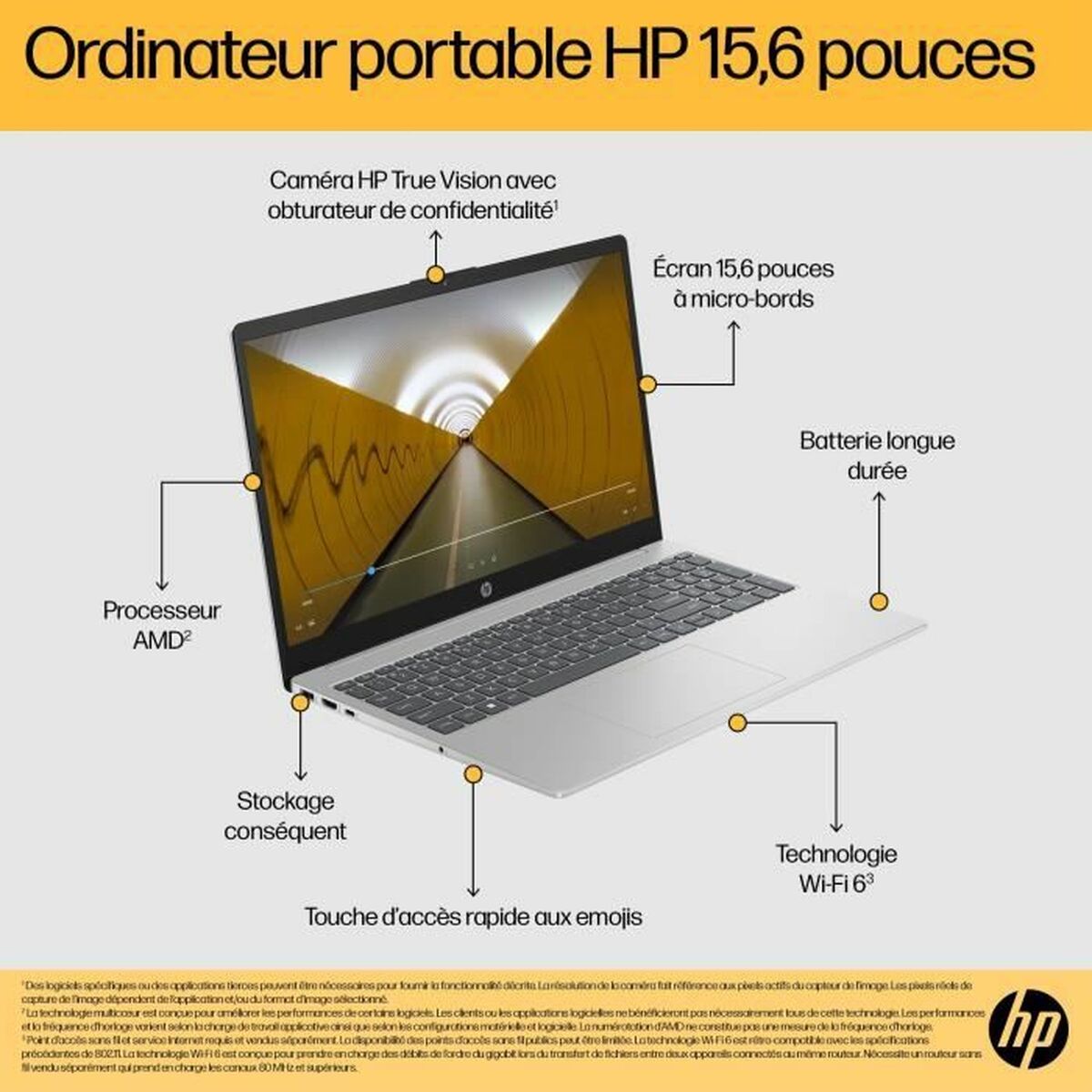 Bärbar dator HP FC0071NF 15,6" ryzen 5-7520u 16 GB RAM 512 GB SSD Azerty Franska - 2