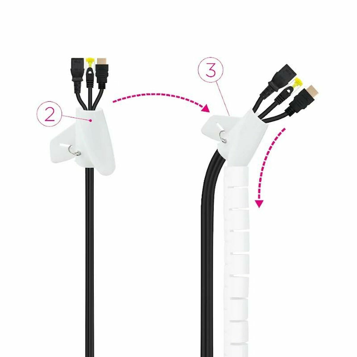 Kabelorganiserare NANOCABLE 10.36.0003-W Vit Ø 25 mm 3 m - 3