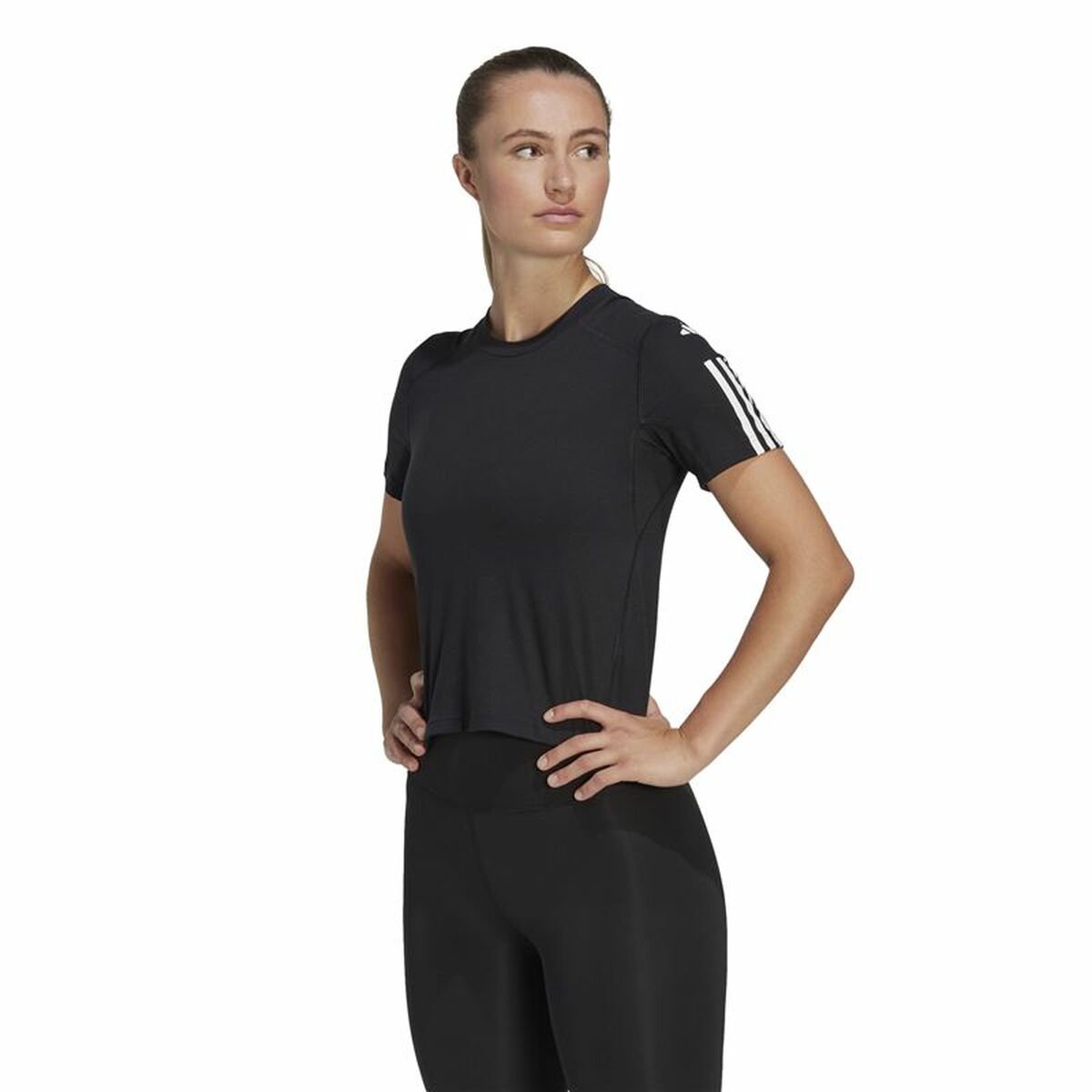 T-shirt med kortärm Dam Adidas Powerreact Svart - 2