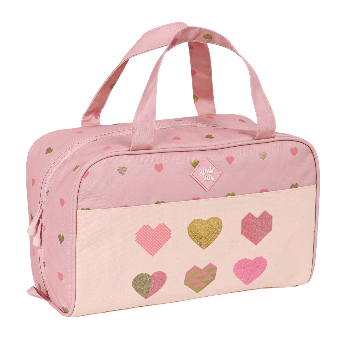 Skolnecessär Glow Lab Hearts Rosa 31 x 14 x 19 cm - 6