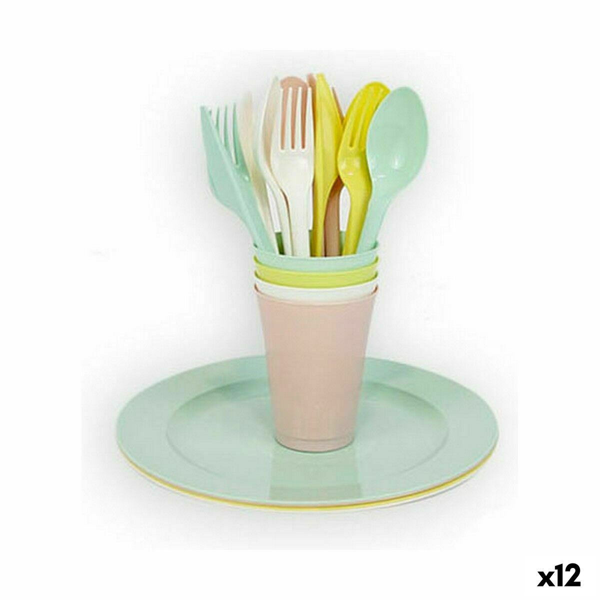 Servissats Dem 20 Delar Multicolour Picknick (12 antal)