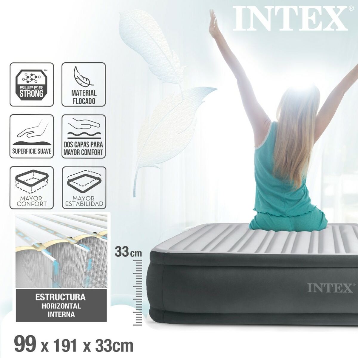 Uppblåsbar madrass Intex - 4