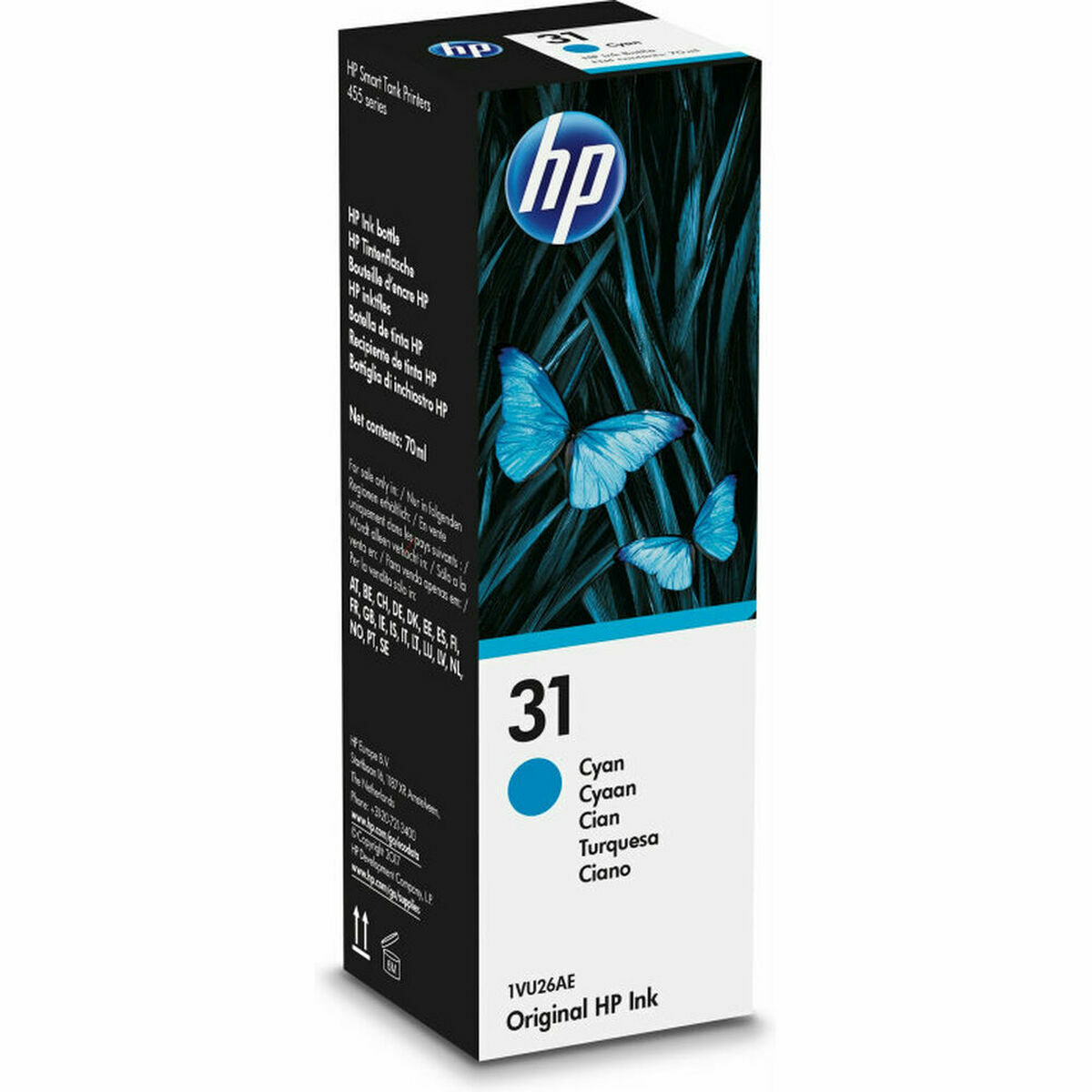 Bläck för patronpåfyllning HP 1VU26AE 70 ml Turkos