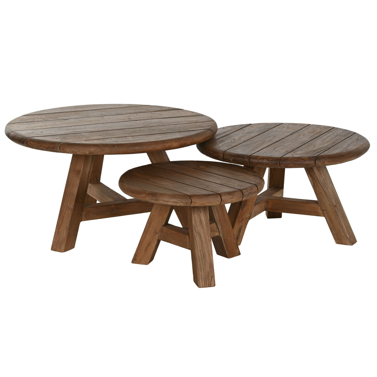 3-bordsset Home ESPRIT teakträ 80 x 80 x 43 cm - 2