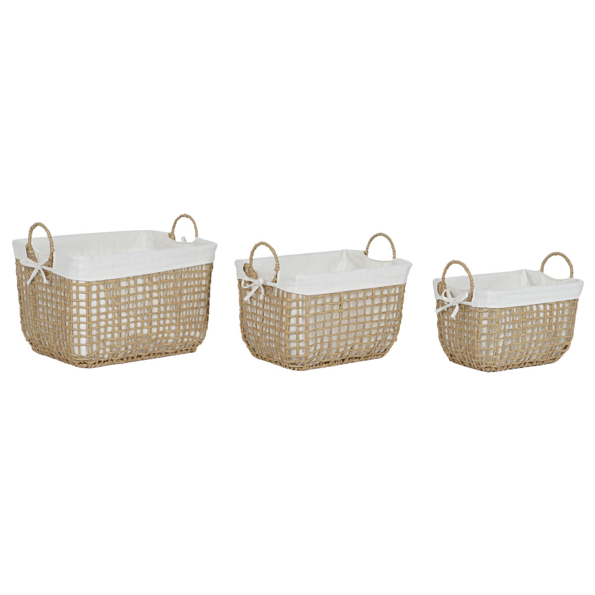 Korg - set Home ESPRIT Vit Naturell Metall Modern 45 x 34 x 36 cm (3 Delar) - 4