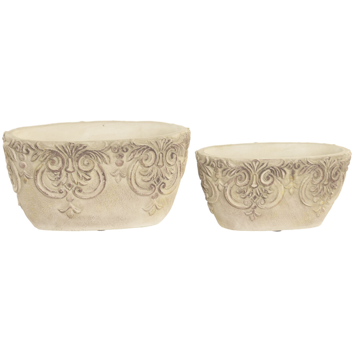 Bordsdekoration Home ESPRIT Vit Cement 22 x 14 x 11 cm (2 antal)