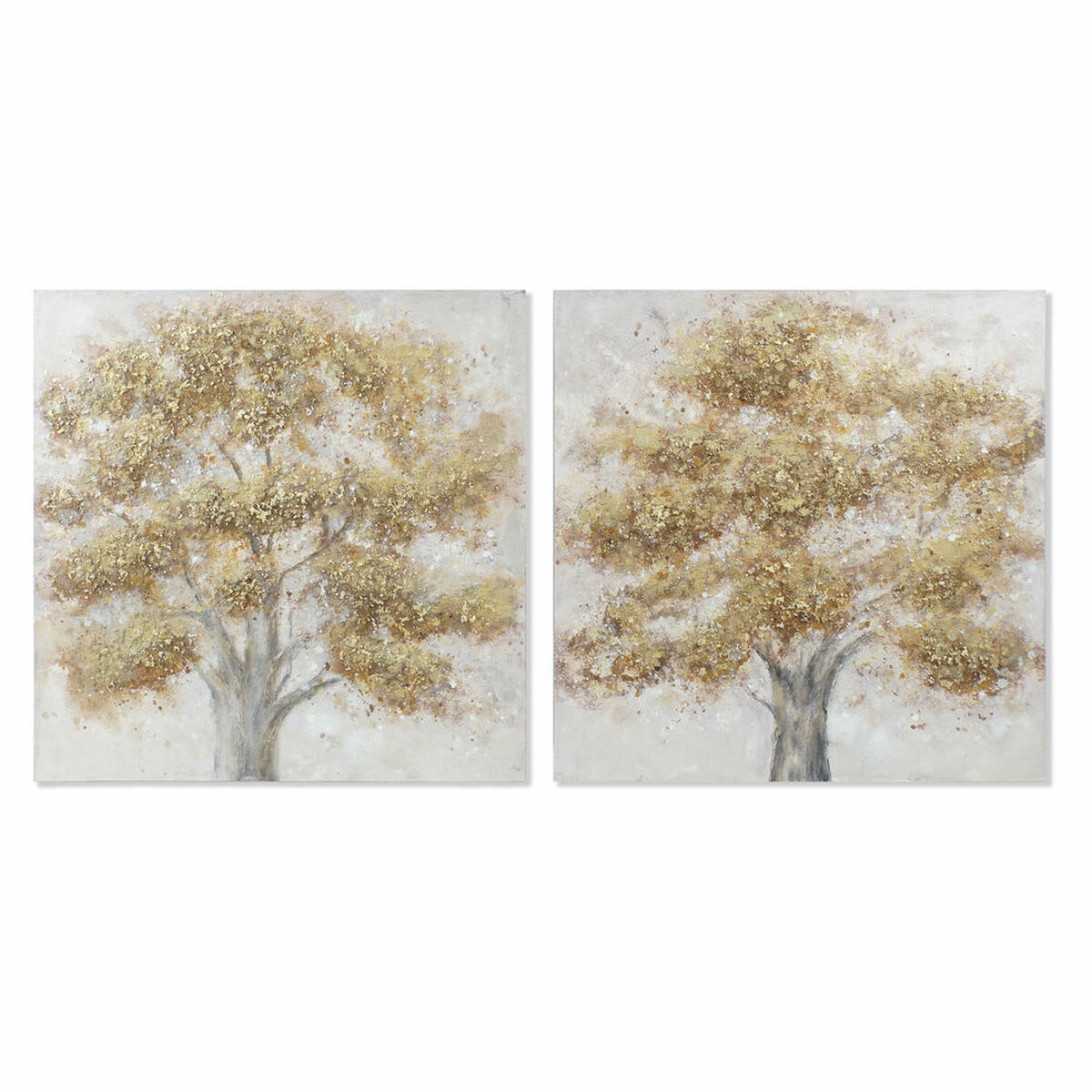 Tavla DKD Home Decor Kanvas 100 x 3,8 x 100 cm Träd Cottage (2 antal) - 3