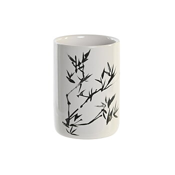 Tandborsthållare DKD Home Decor Vit Svart Gummiträ Stengods 7,6 x 7,6 x 11 cm (12 antal)