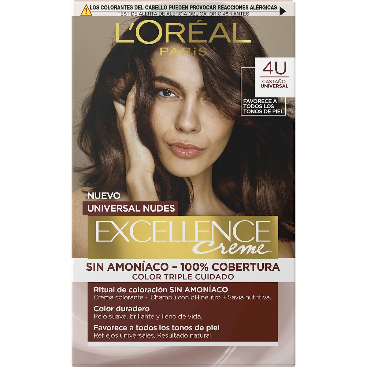 Permanent färg L'Oreal Make Up Excellence Kastanjebrun Nº 4u-Brown (5 antal) - 2