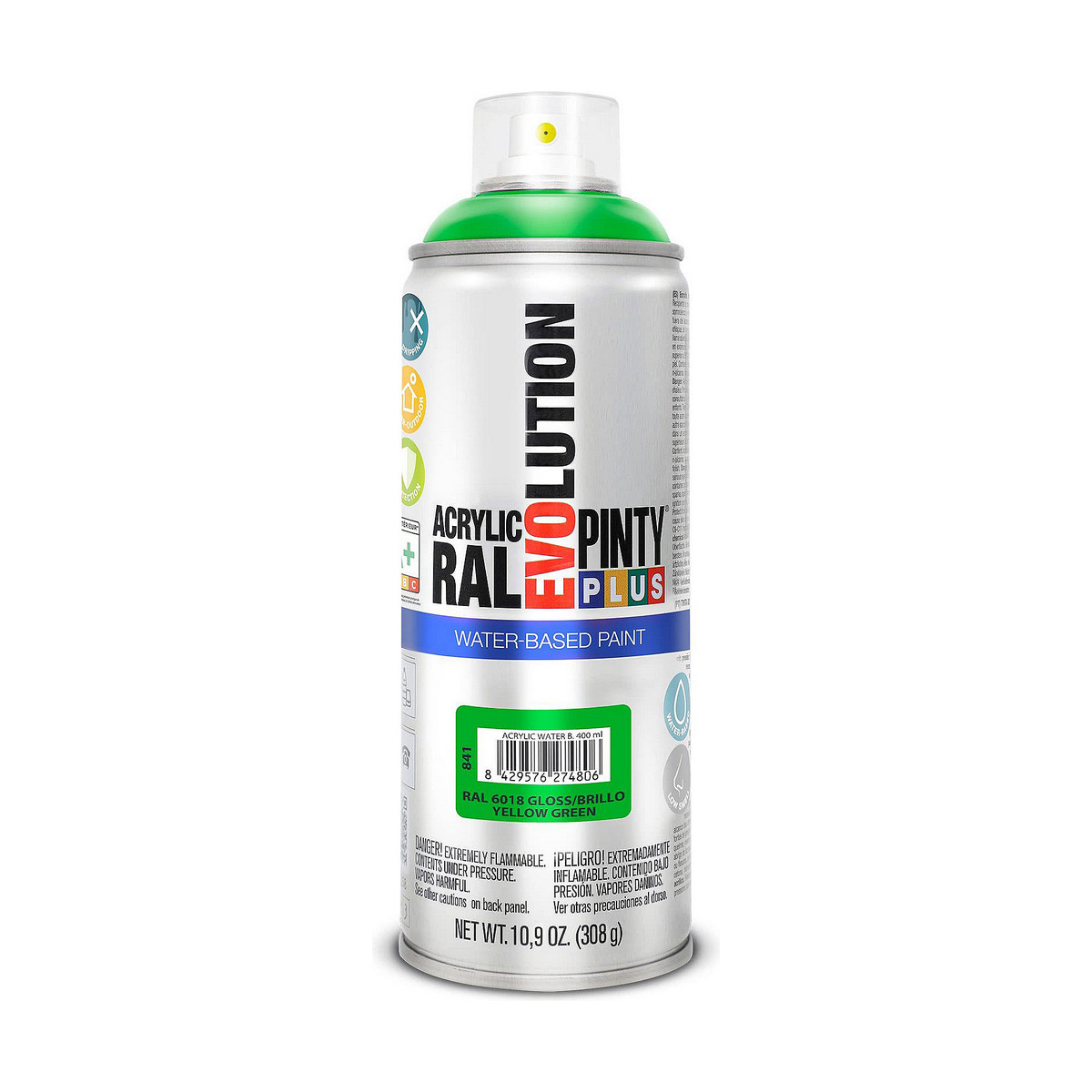 Sprejfärg Pintyplus Evolution RAL 6018 Vattenbaserat Yellow Green 400 ml