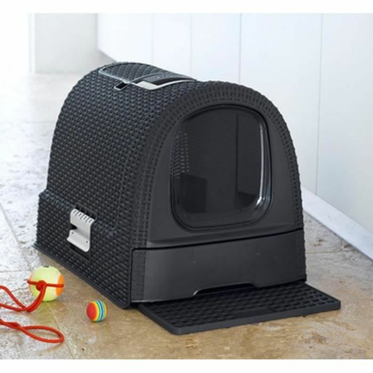 Kattlåda Curver Antracitgrå 51 x 38,5 x 39,5 cm Plast (Plast) - 2