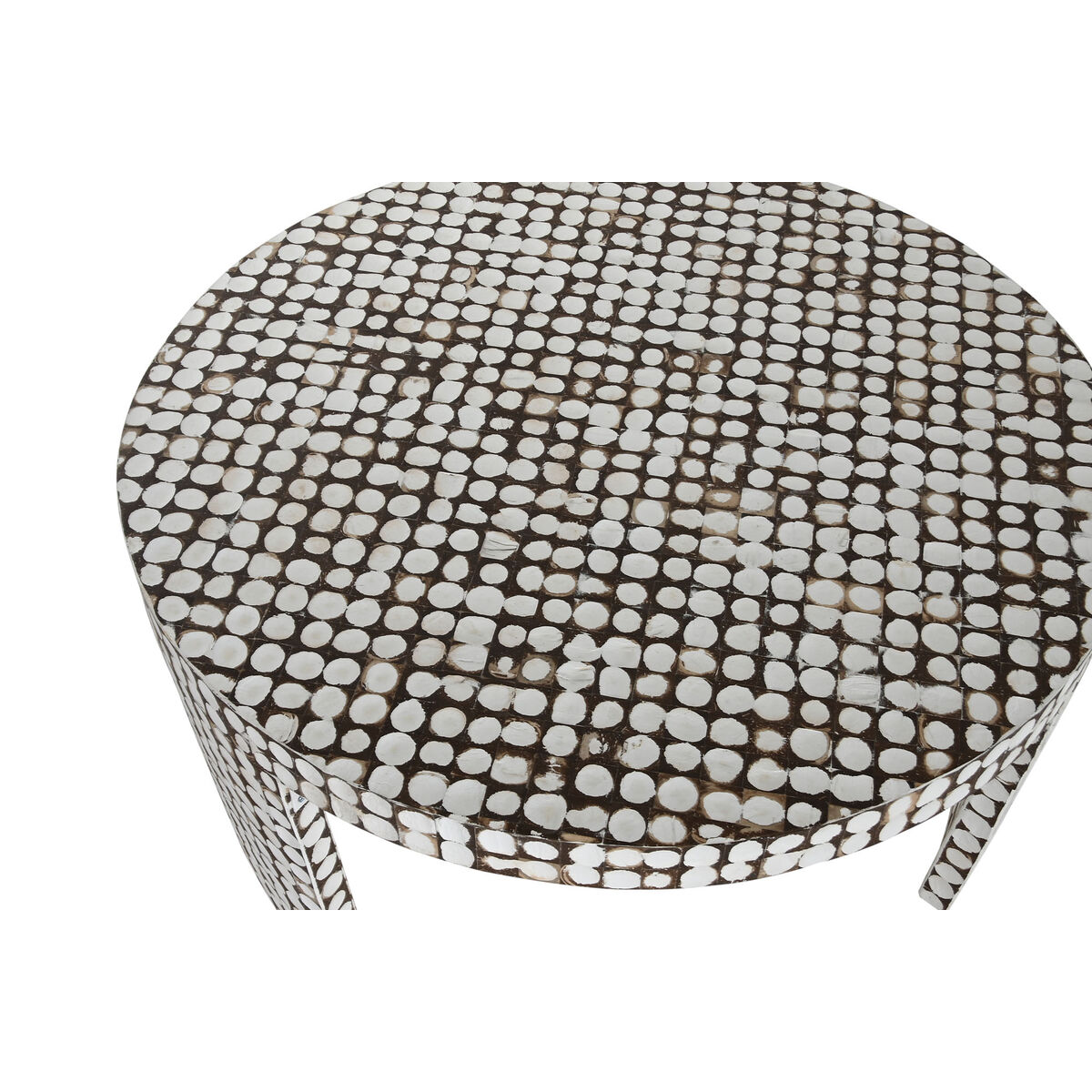 2-bordsset Home ESPRIT Vit Bark Kokosfiber 90 x 90 x 45 cm - 2