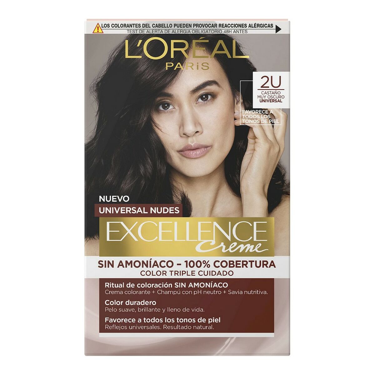 Färg utan ammoniak L'Oreal Make Up Excellence 2u-darkest brunette Nº 2u-Darkest Brunette (5 antal) - 2