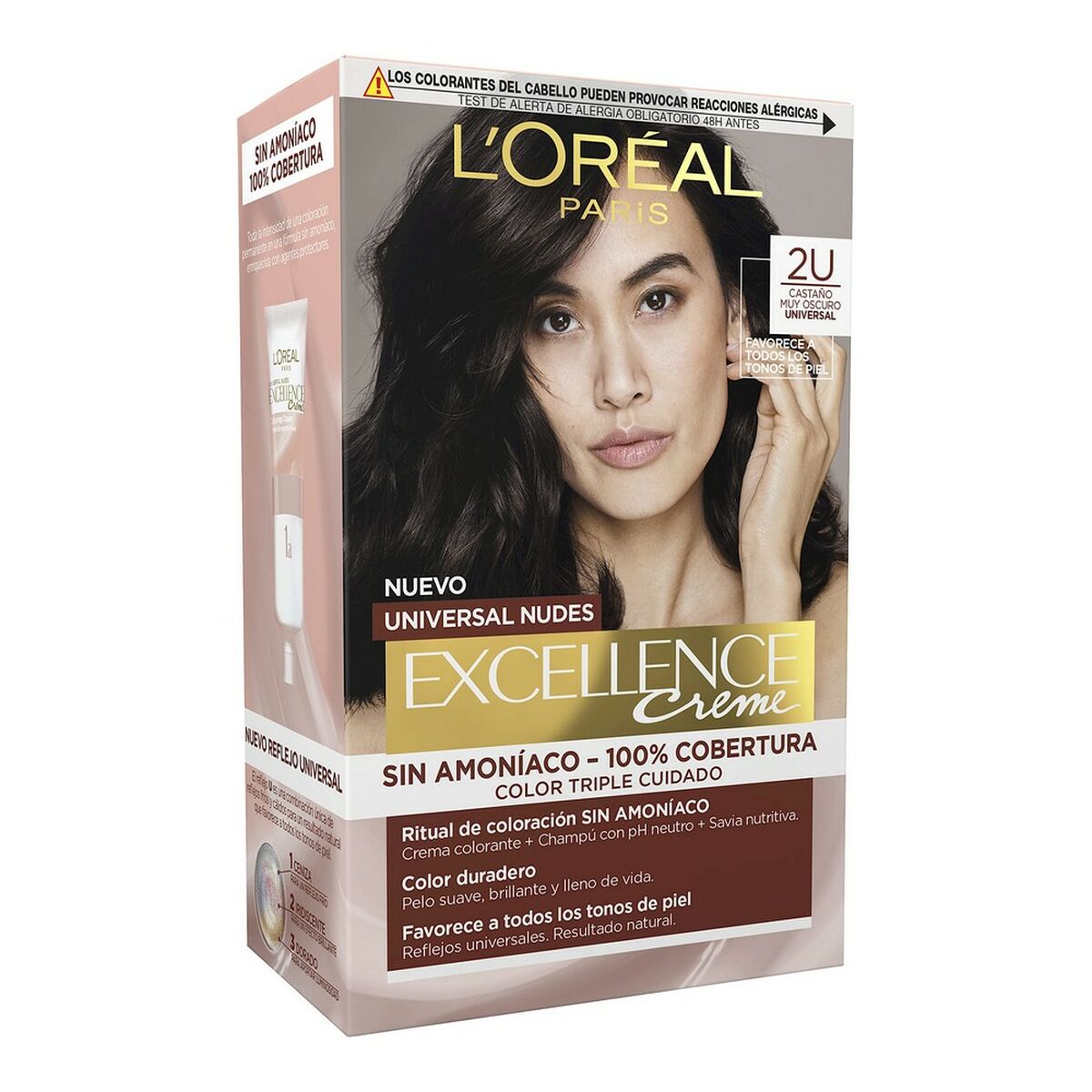 Färg utan ammoniak L'Oreal Make Up Excellence 2u-darkest brunette Nº 2u-Darkest Brunette (5 antal)