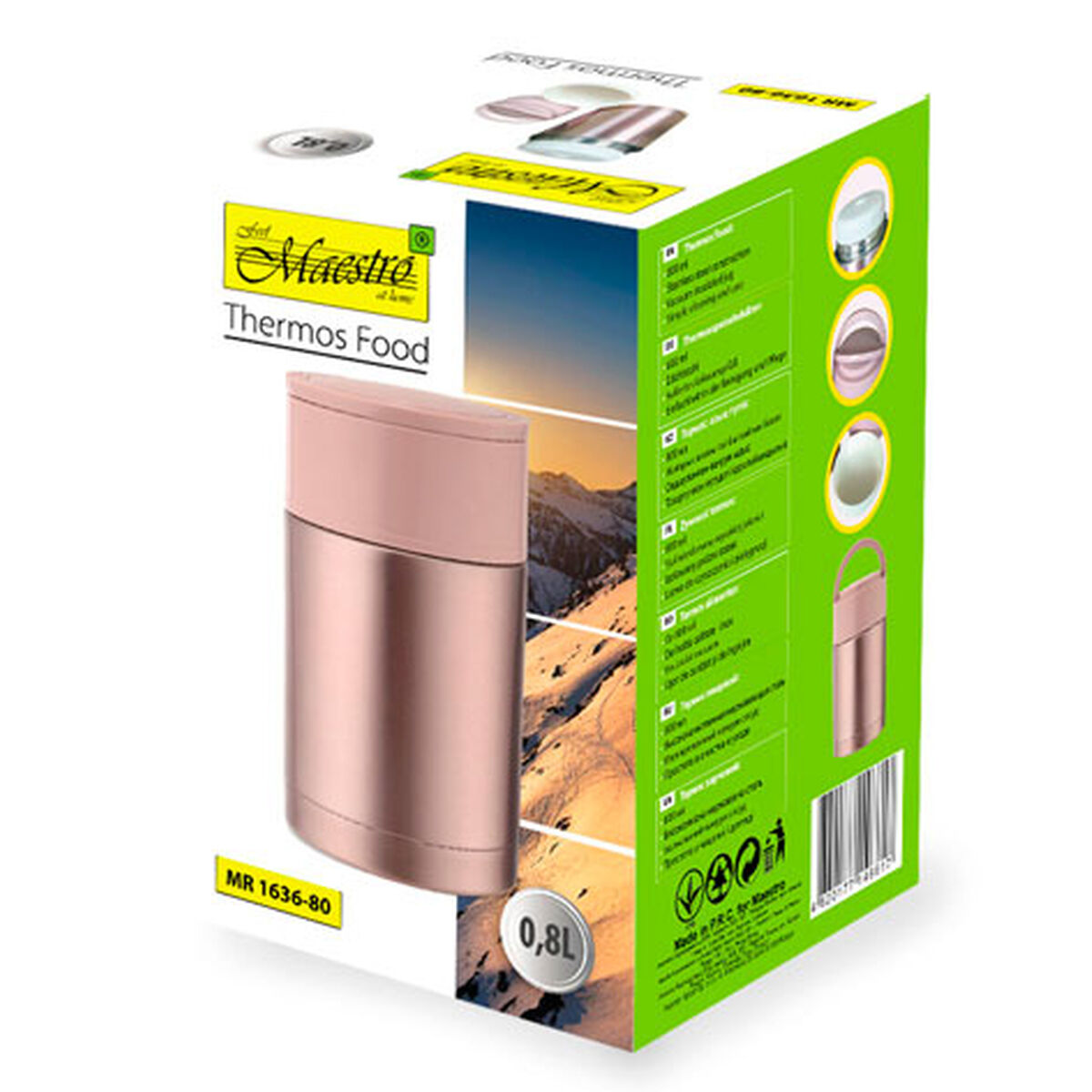 Termos Feel Maestro MR-1636 Rosa Gyllene Rostfritt stål 800 ml - 2
