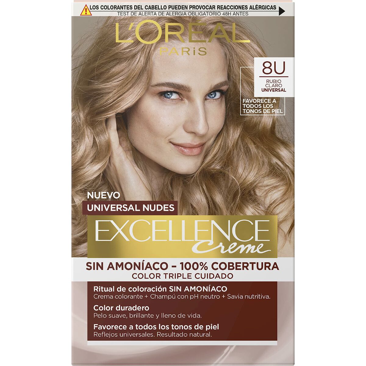 Permanent färg L'Oréal Paris Excellence Nº 8u-Light Blonde (5 antal) - 2