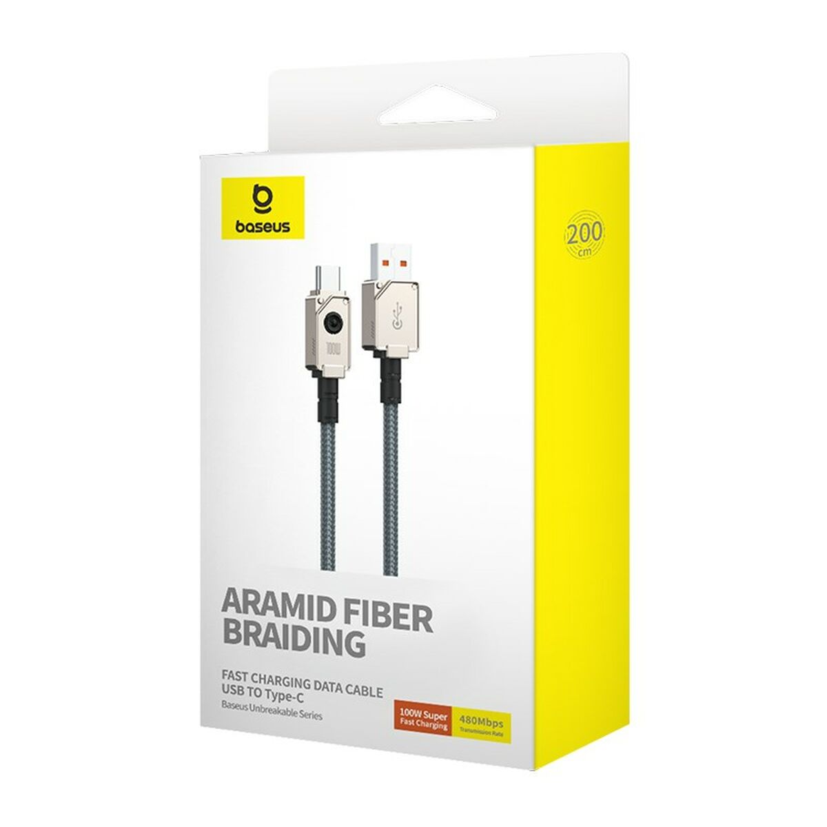 USB A till USB-C Kabel Baseus P10355801221-01 Vit 2 m - 2