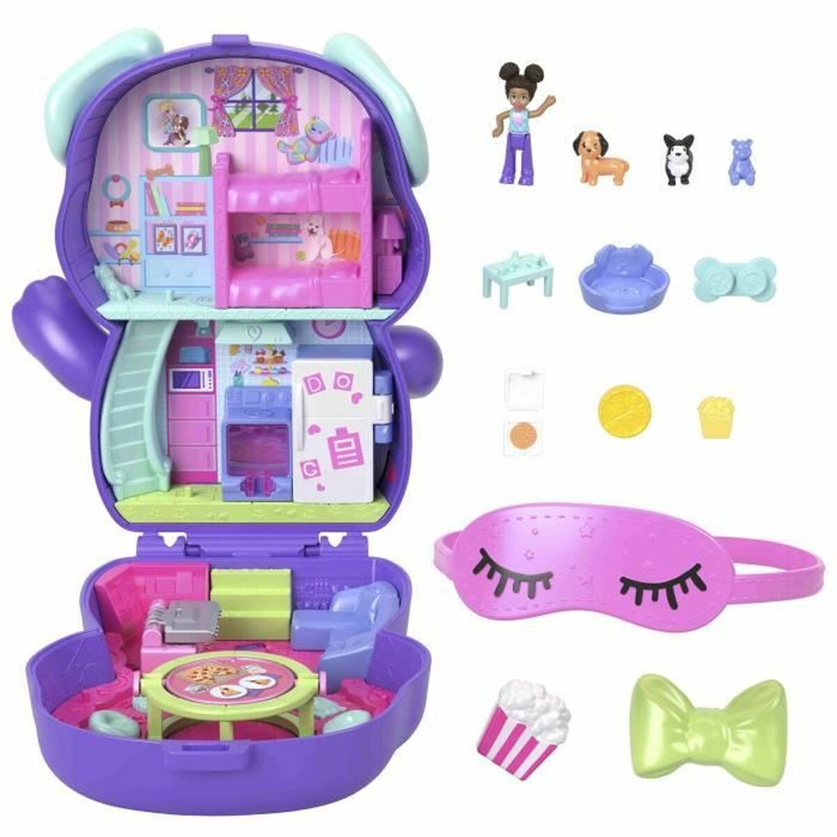Playset Polly Pocket PUPPY PYJAMA PARTY BOX - 6