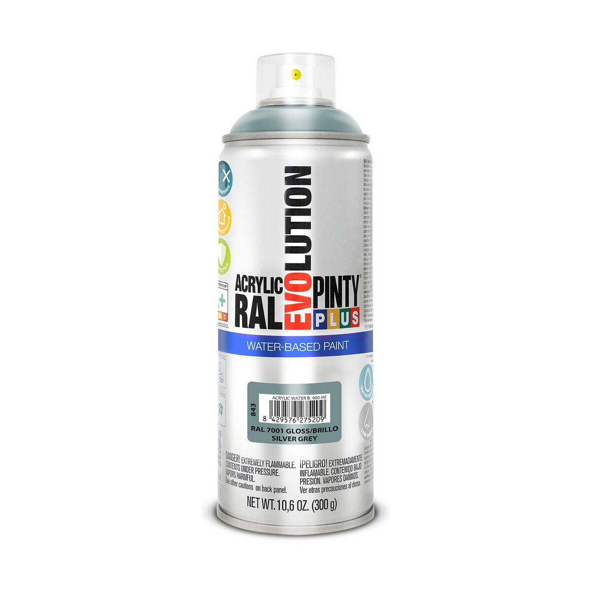 Sprejfärg Pintyplus Evolution RAL 7001 400 ml Vattenbaserat Silver Grey - 3