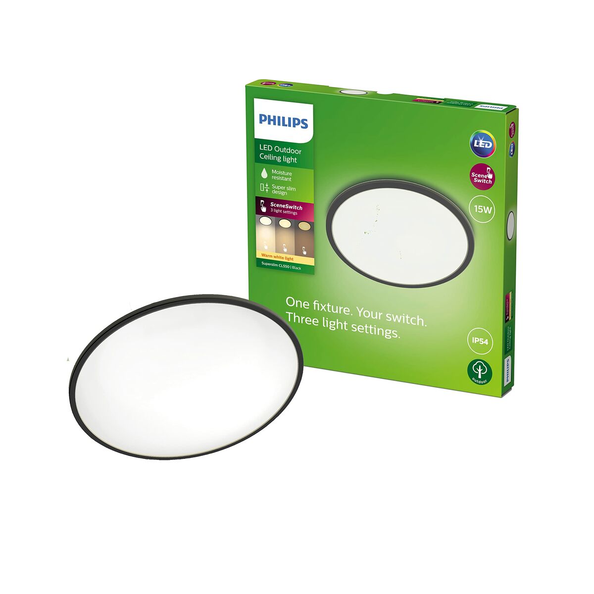 Infälld taklampa med LED Philips Superslim Svart 15 W - 5