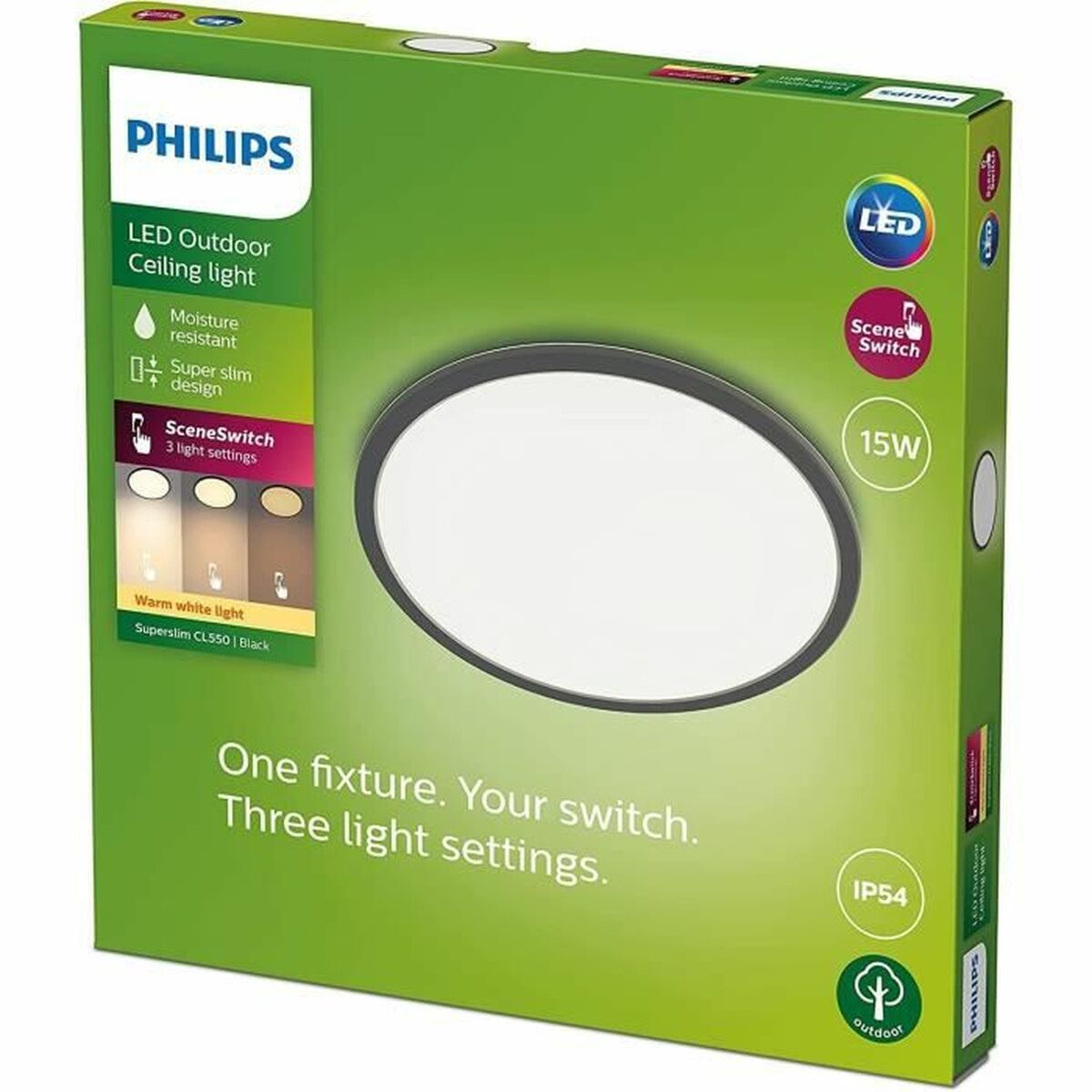Infälld taklampa med LED Philips Superslim Svart 15 W - 2