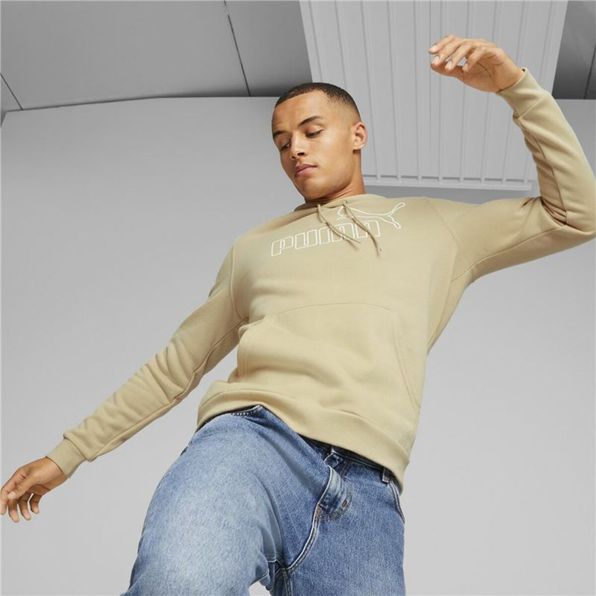 Tröja med huva Herr Puma Beige - 3