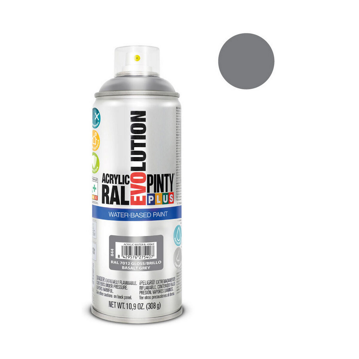 Sprejfärg Pintyplus Evolution RAL  7012 400 ml Vattenbaserat Basalt Grey - 4