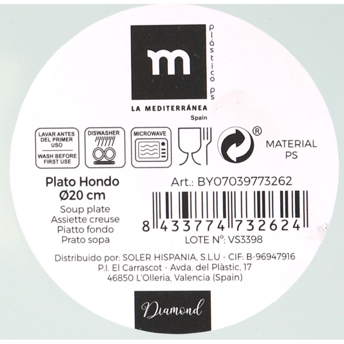 Djup tallrik La Mediterránea Plast 20 x 20 x 4,5 cm (24 antal) - 7