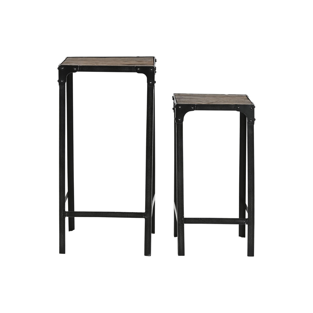 2-bordsset Home ESPRIT Svart Naturell 38 x 38 x 75 cm - 5