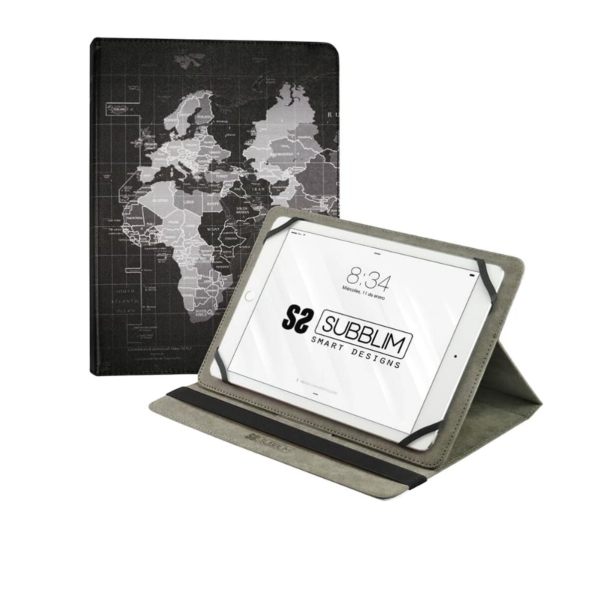 Fodral till Läsplatta Subblim TRENDY CASE WORLD MAP 10.1"