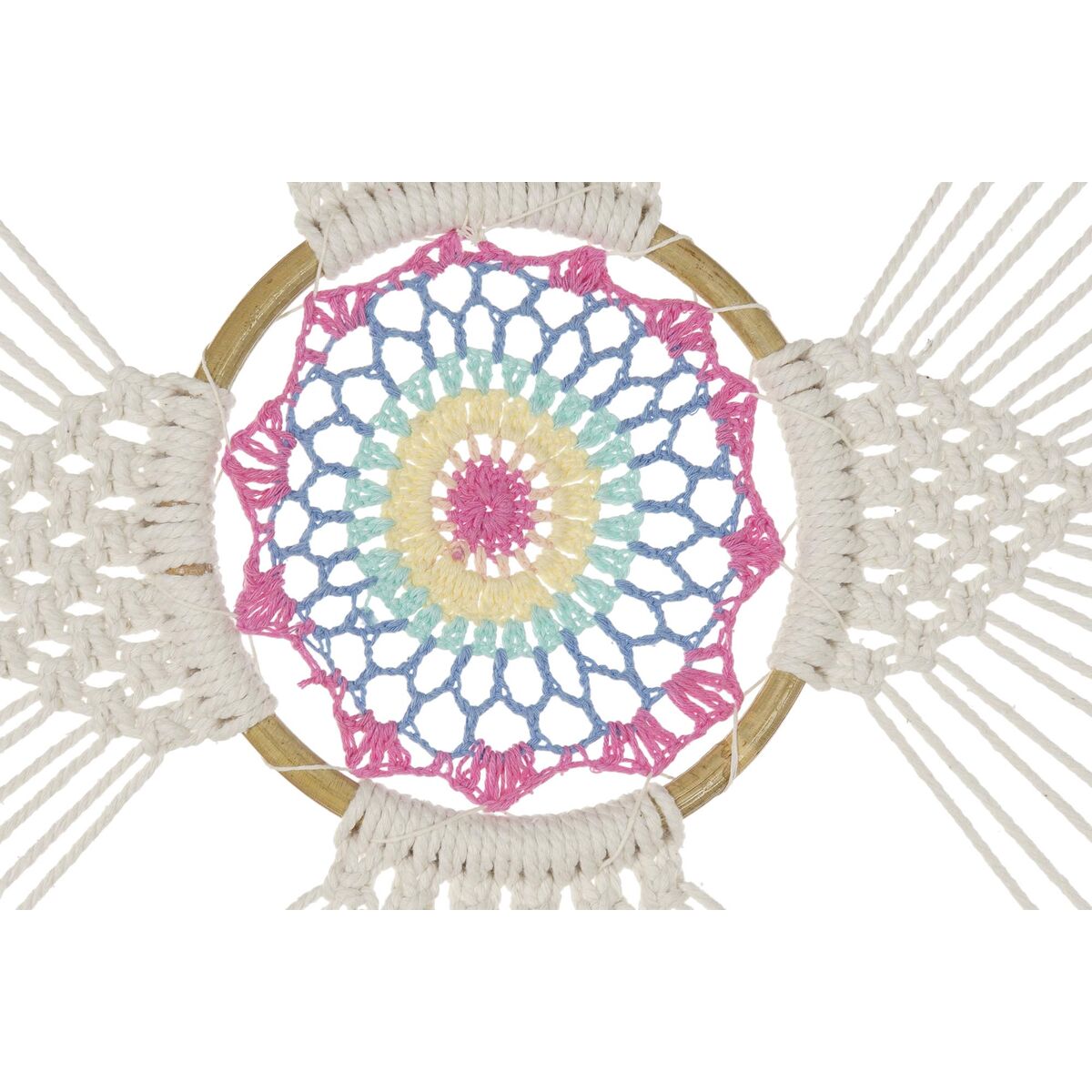 Drömfångare DKD Home Decor Vit Multicolour Naturell Fjädrar Boho 52 x 1 x 145 cm (1 antal) - 10